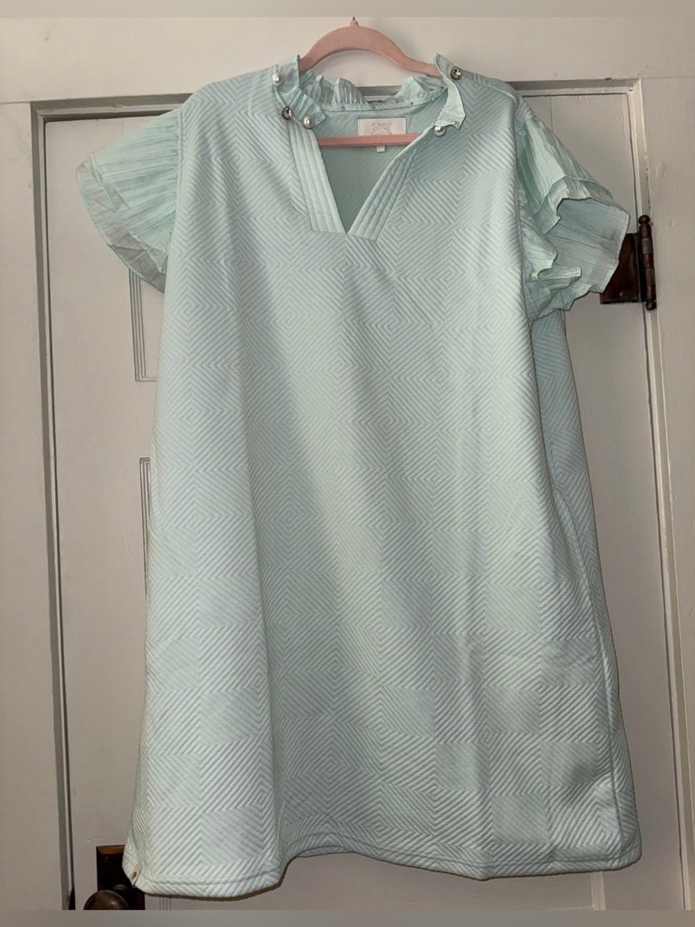 Simply Southern seafoam green stone + pearl dress NWT